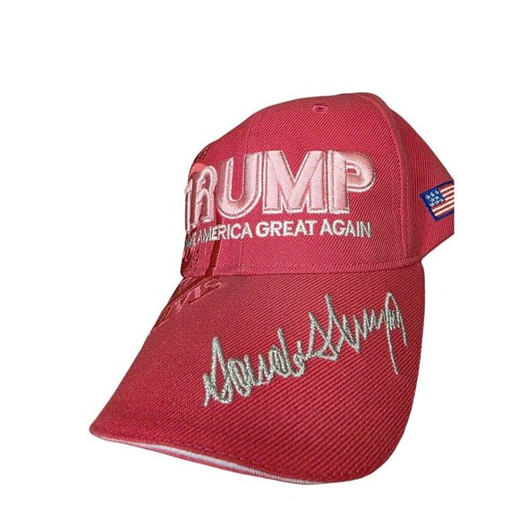 Donald Trump "Make America Great Again" Red Adjustable Hat With Signature & Flag - Picture 8 of 8